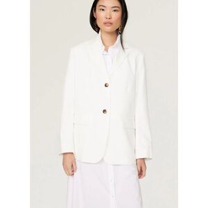 Samsoe Samsoe Luzy White Clear Cream Oversized Fromt Double Button Jacket